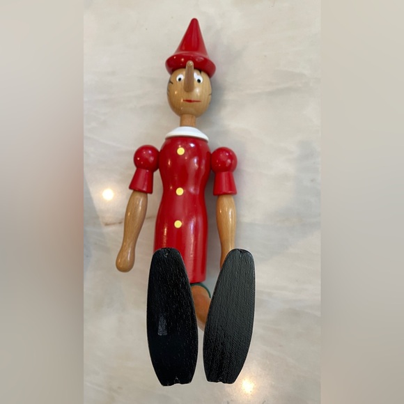 Garanzia Di Qualita Vtg Pinocchio Wooden Doll Made in Italy - 20"H Hand Painted - Picture 10 of 12